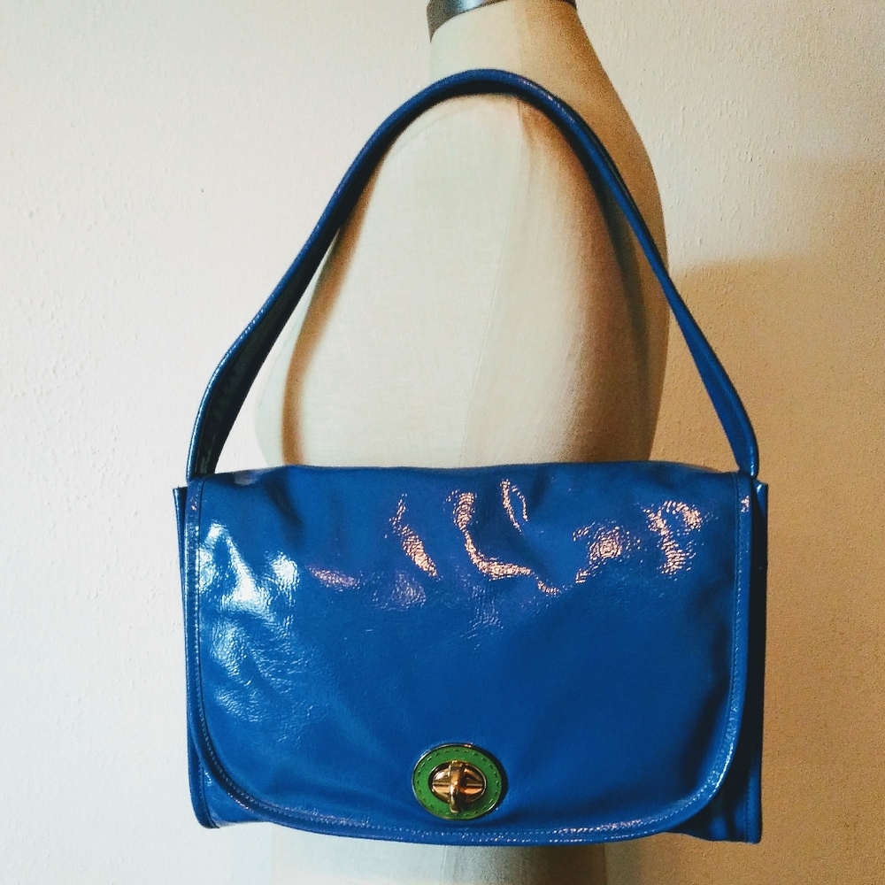 Kate Landry blue vinyl handbag